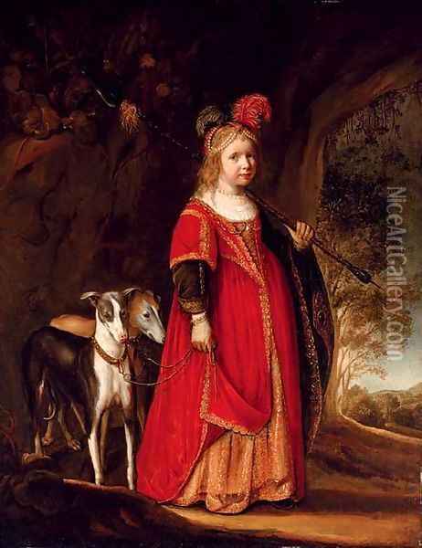 Portrait of a young girl as Diana Oil Painting - Govaert Flinck Cleve