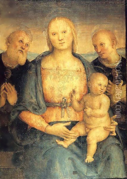 Madonna and Child with Saint Constanzo and Ercolano Oil Painting - Pietro Vannucci Perugino