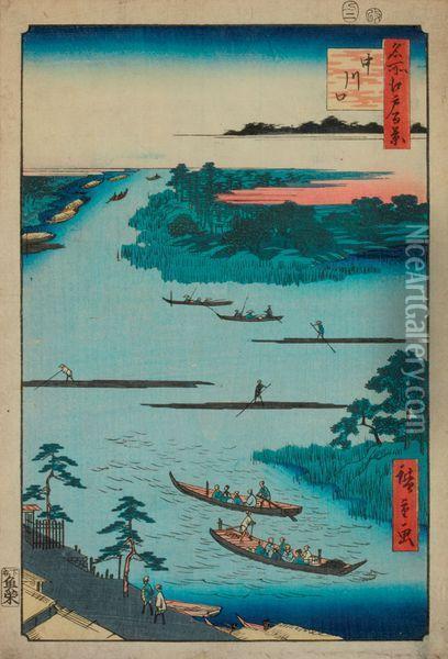 L'embouchure De La Riviere Naka Oil Painting - Utagawa or Ando Hiroshige