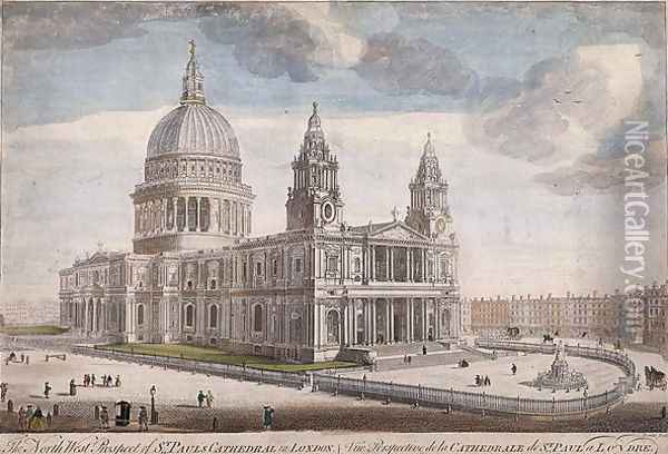 The North West Prospect of St Paul's Cathedral in London (2) Oil Painting - Thomas Bowles
