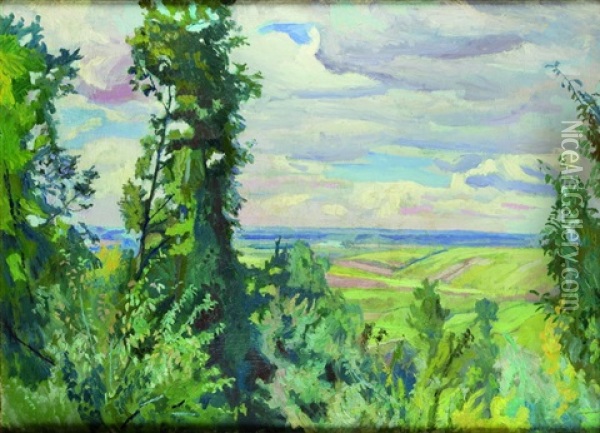 Pejzaz Letni Oil Painting - Stanislaw Kamocki