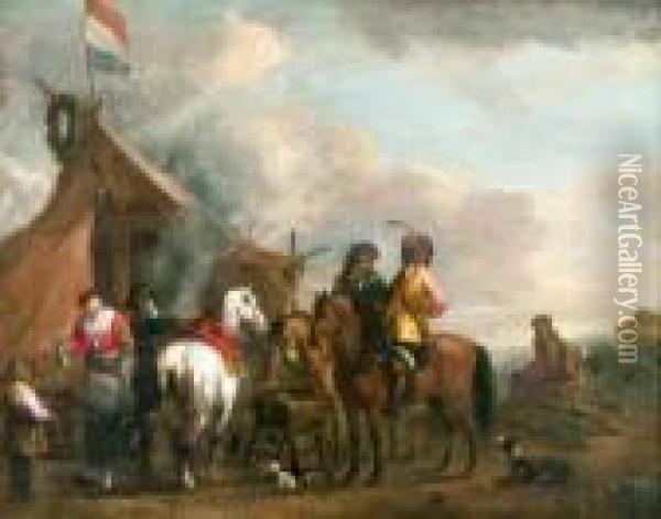 La Halte Des Cavaliers Oil Painting - Jan Wyck