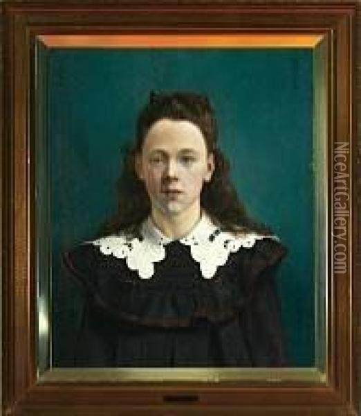 A Portrait Of Carla, Seven Years Old Oil Painting - Marie Luplau