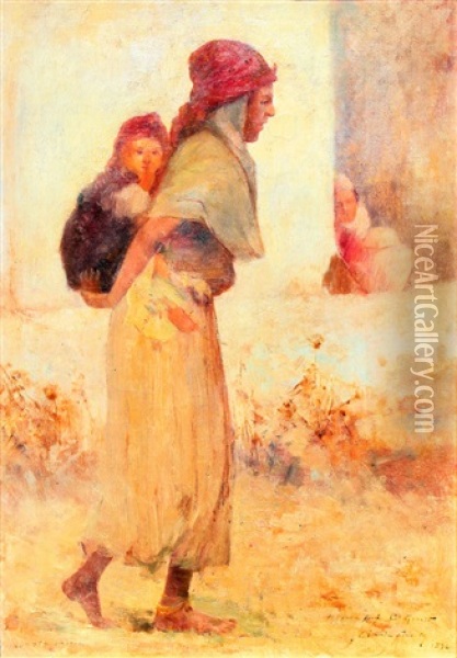 Femme A L'enfant A Constantine Oil Painting - Claude Firmin