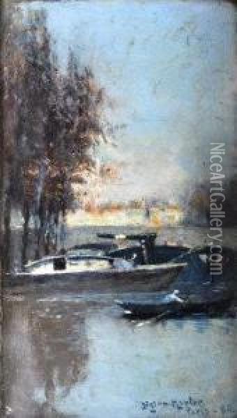 Lock Gates On The Seine Oil Painting - Mason Hunter