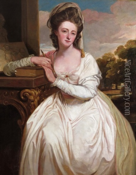 Portrait Of Miss Charlotte Bettesworth Oil Painting - George Romney