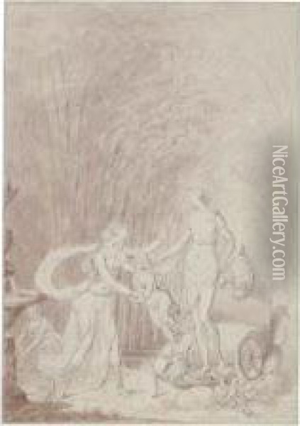 Venus And Psyche Oil Painting - Johann Michael Mettenleiter