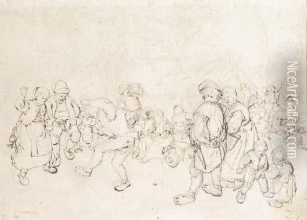 Peasants Dancing At A Village Feast Oil Painting - Jan Hendrick van Grootvelt