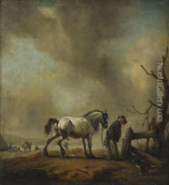 Landskap Med Rastande Hast Oil Painting - Pieter Wouwermans or Wouwerman