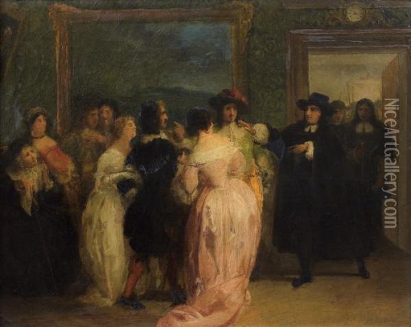 L'arrestation De Charles Ier . Oil Painting - Richard Parkes Bonington