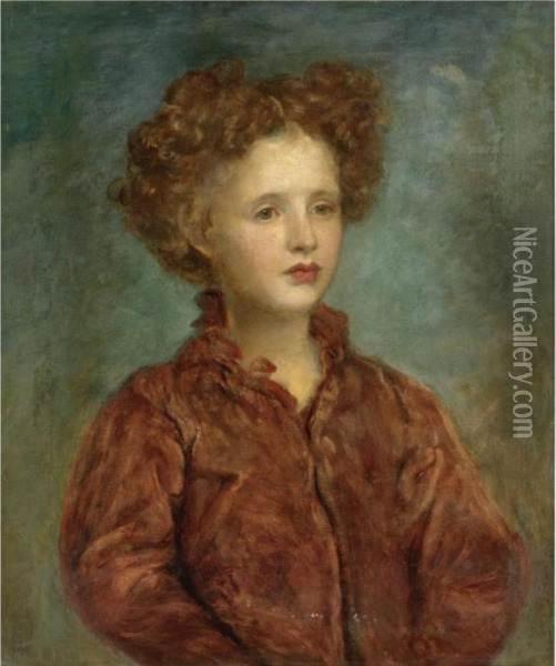 Portrait Of A Young Titled Girl Oil Painting - George Frederick Watts