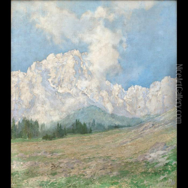 Dolomiti Nel Tirolo - Riepenwand Stubaital Oil Painting - Rudolf Hermanns