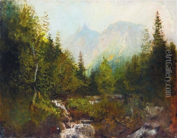 Waterfall In The Tatras Oil Painting - Laszlo Mednyanszky