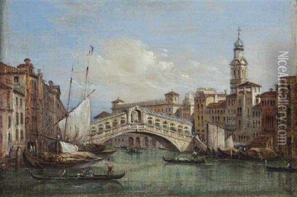 The Rialto Bridge, Venice Oil Painting - Carlo Grubacs