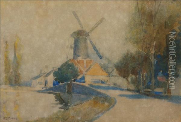 Landscape With Windmill Oil Painting - Benjamin Edwin Minns