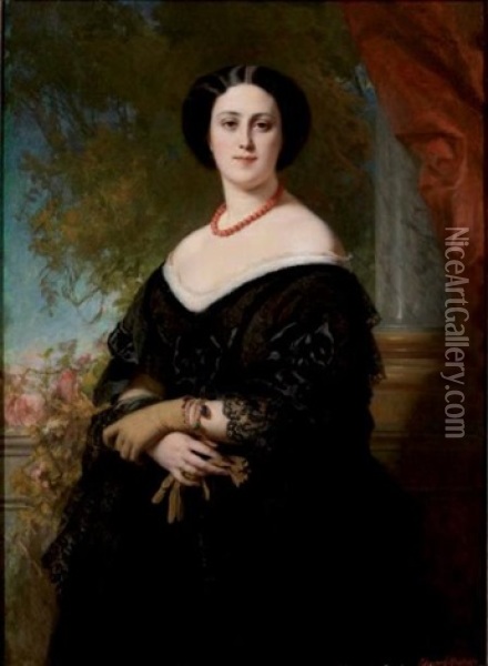 Portrait De Marguerite Henriette L'huillier Oil Painting - Edouard Dubuffe