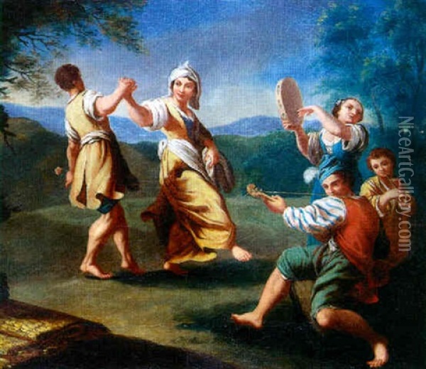 Scene De Danse Avec Musiciens Oil Painting - Giuseppe Gambarini