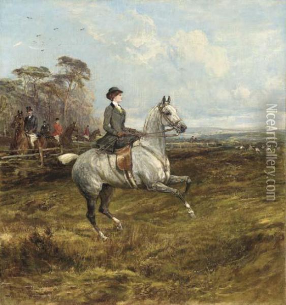 A Lady Out Hunting Oil Painting - Heywood Hardy
