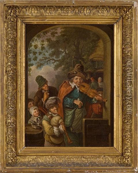 Villaggio Con Suonatori Oil Painting - David The Younger Teniers