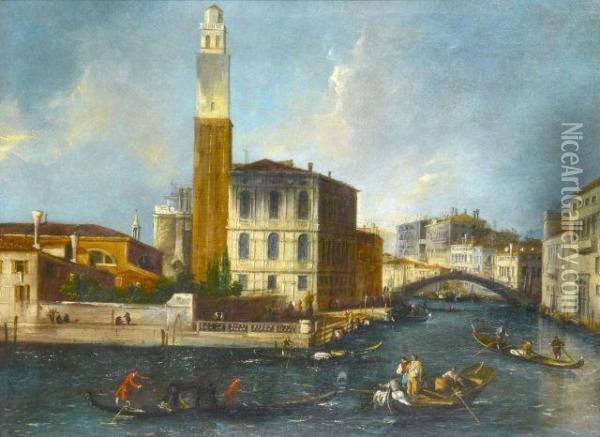 Vue Du Canal De Cannaregio Avec Le Palais Labia, Venise Oil Painting - (Giovanni Antonio Canal) Canaletto