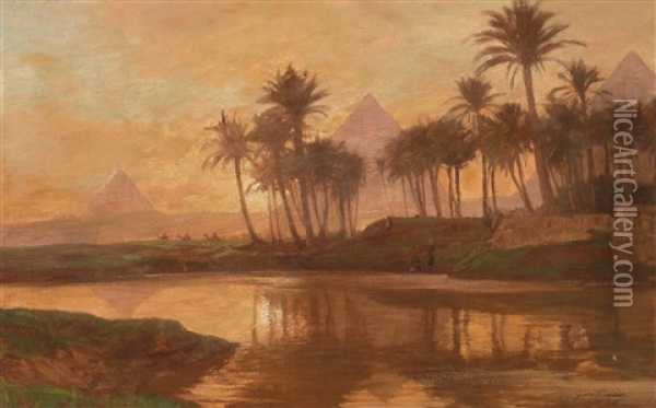 Abendstimmung Vor Den Pyramiden Oil Painting - Georg Macco
