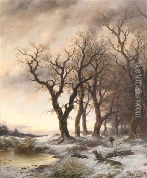 Winter Landscape Oil Painting - Remigius Adrianus van Haanen