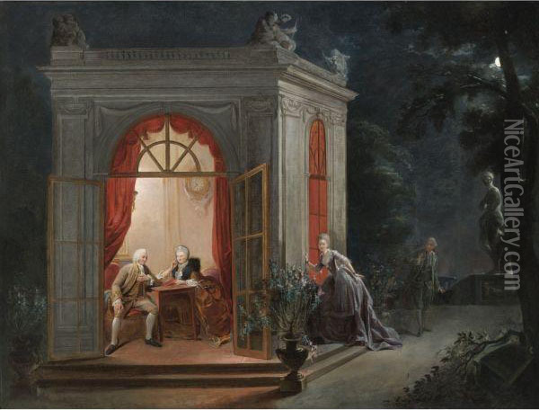 Le Contrat De Mariage Ou L'attente Nerveuse Oil Painting - Jean-Baptiste Gautier D'Agoty