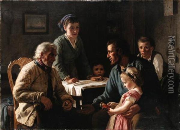 A Family Gathering Oil Painting - Wenzel Ulrik Tornoe