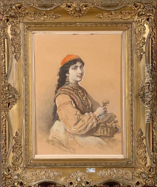 La Belle Ottomane Oil Painting - Cesare Felix dell' Acqua