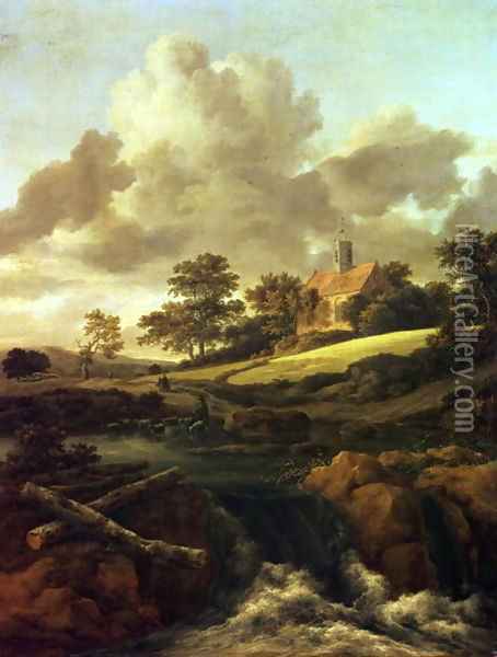 Landscape with a stream Oil Painting - Jacob Van Ruisdael
