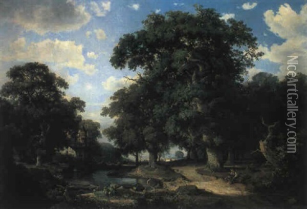 Rast Im Walde Oil Painting - Heinrich Koch