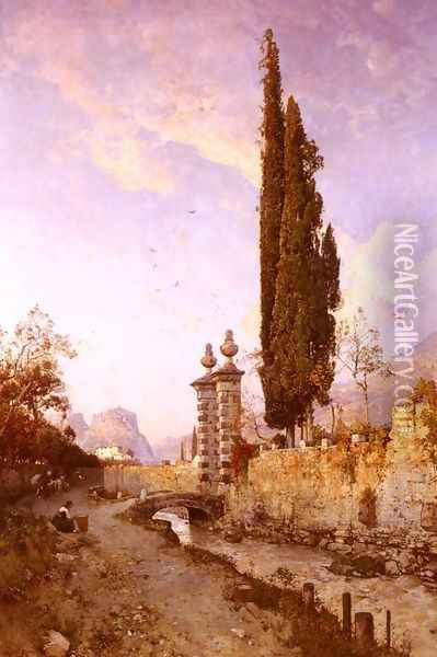 Landscape In Northern Italy Oil Painting - Robert Russ