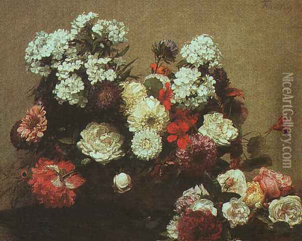 Still Life with Flowers 1881 Oil Painting - Ignace Henri Jean Fantin-Latour