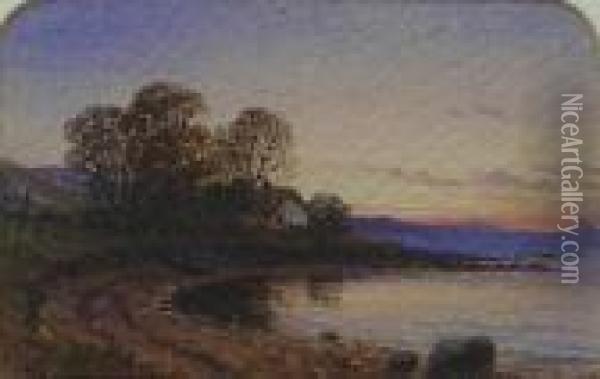 By The Loch, Sunset Oil Painting - Waller Hugh Paton