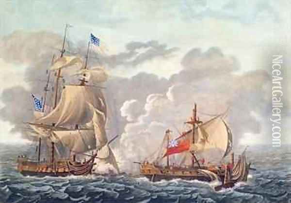 The Taking of the English Vessel The Java by the American Frigate The Constitution Oil Painting - Garneray, Louis Ambroise