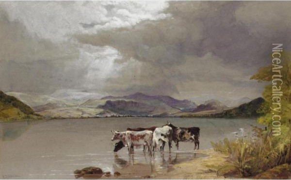 Bassenthwaite Water, Cumberland Oil Painting - Edward Duncan