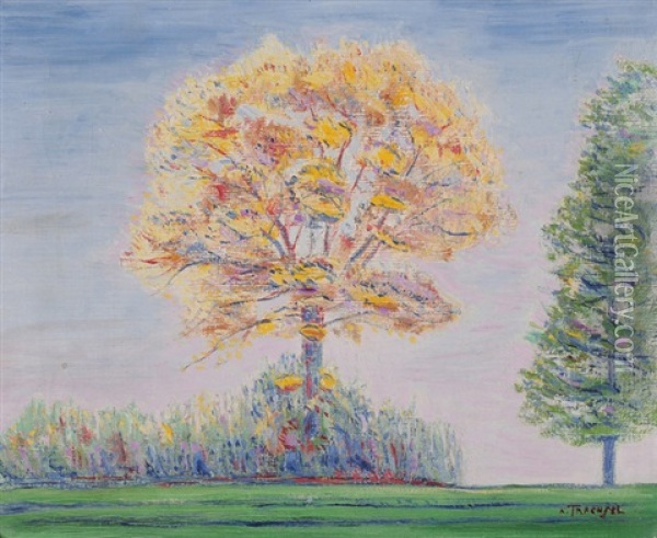 Herbstidylle Oil Painting - Albert Trachsel