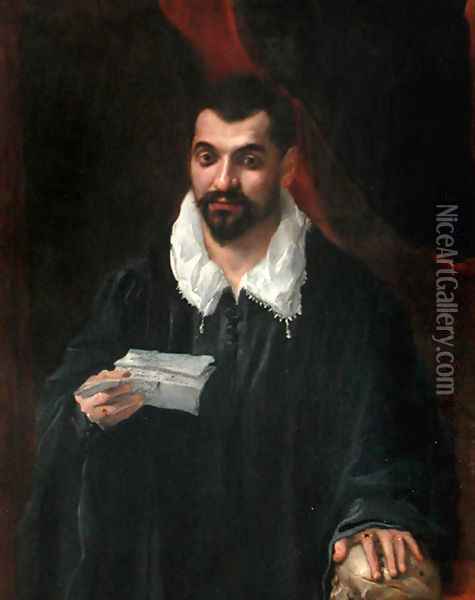 Portrait of a man holding a skull Oil Painting - Annibale Carracci