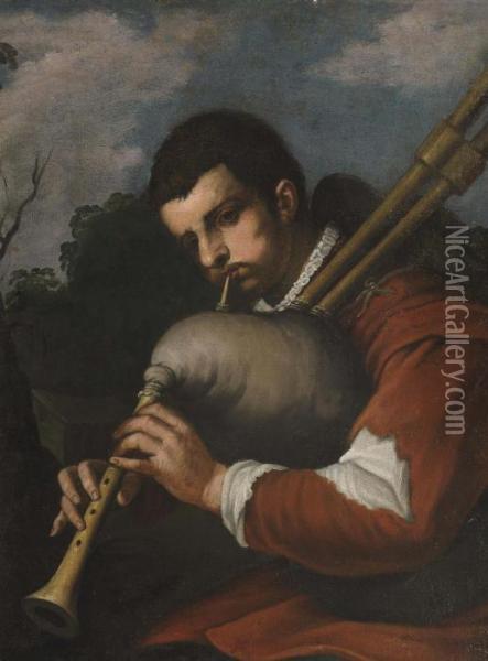 Bagpipe Player Oil Painting - Antonio Amorosi