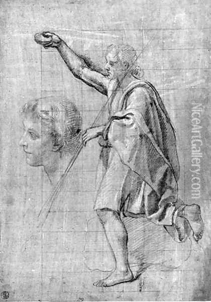 Saint John the Baptist, with a subsidiary study of his head Oil Painting - Italian School