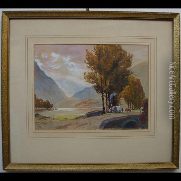 Camping By The Lake Oil Painting - Tom Low