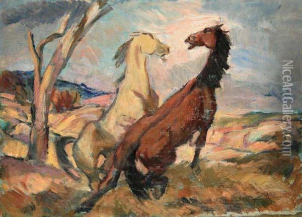 Horses Oil Painting - Otto Kopp
