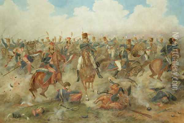 The Battle of Waterloo, June 18th 1815 Oil Painting - John Augustus Atkinson