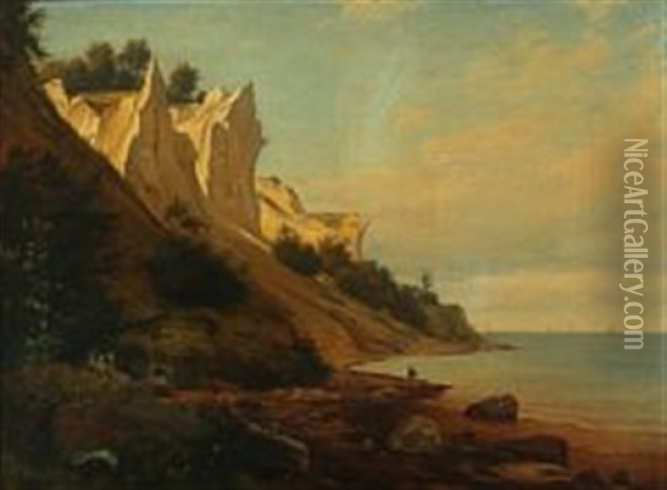 The White Cliff Of Moen Oil Painting - Thorald Brendstrup