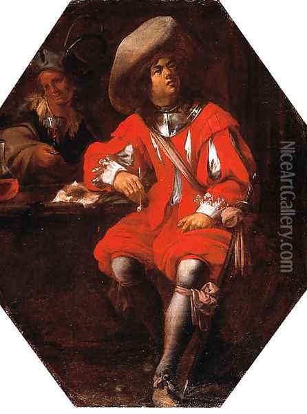 A Gentleman seated in a Tavern Oil Painting - Jan Miel