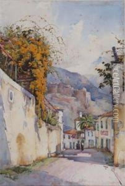 A Mediterranean Street Oil Painting - Ella Mary Cane