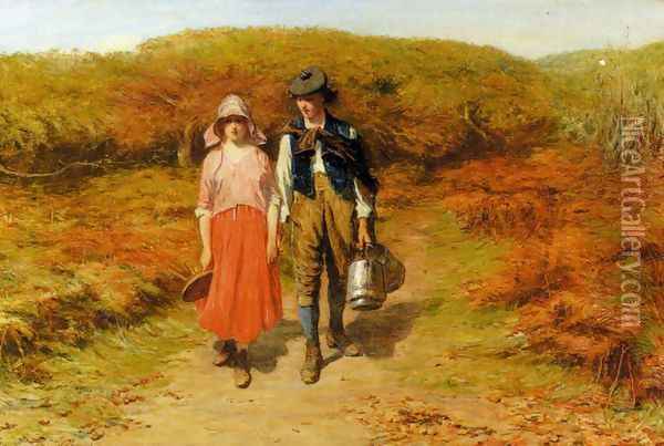 Rustic Courtship Oil Painting - John Pettie