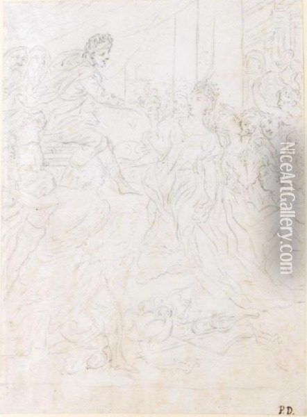 Esther And Ahasuerus Oil Painting - Pietro Dandini