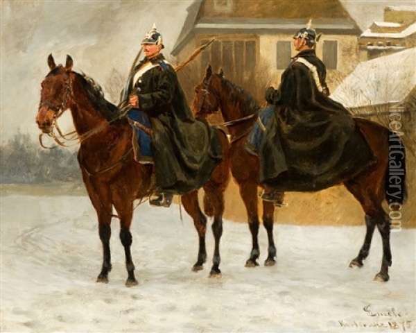 Badische Dragoner Oil Painting - Wilhelm Emele