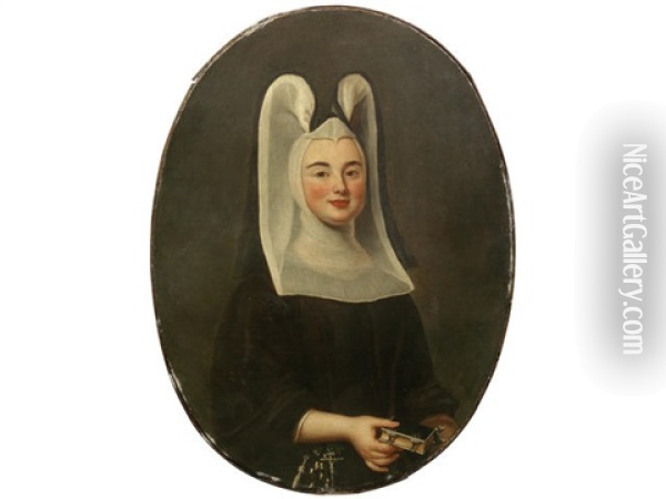 Portrait Of A Nun, Half-length, Holding A Prayer-book Oil Painting - Giacomo Ceruti